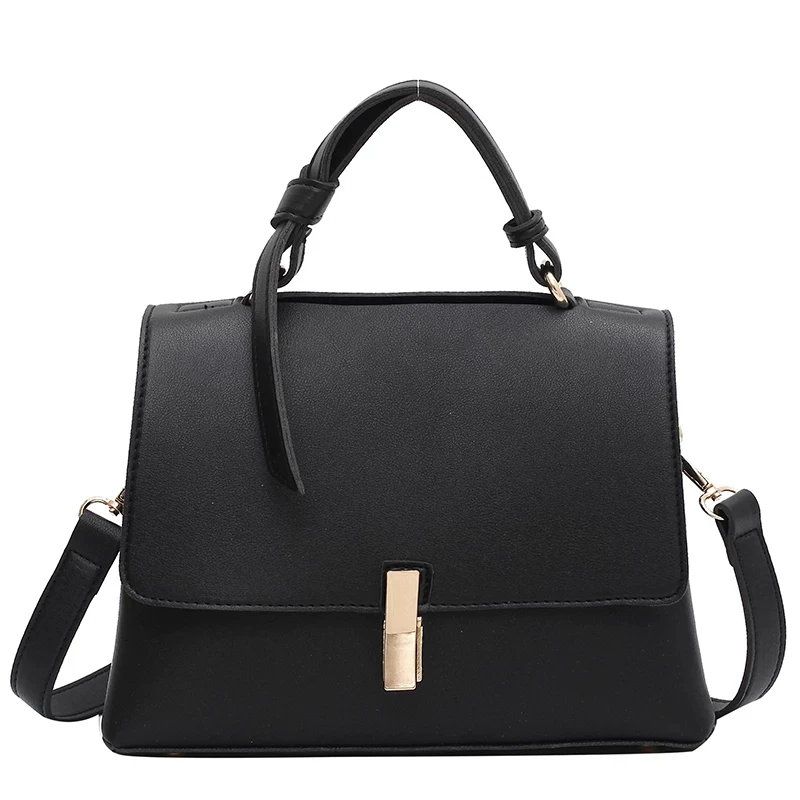

Elegant Female Solid color Tote bag 2020 Fashion New Quality PU Leather Women's Designer Handbag Lock Shoulder Messenger Bag