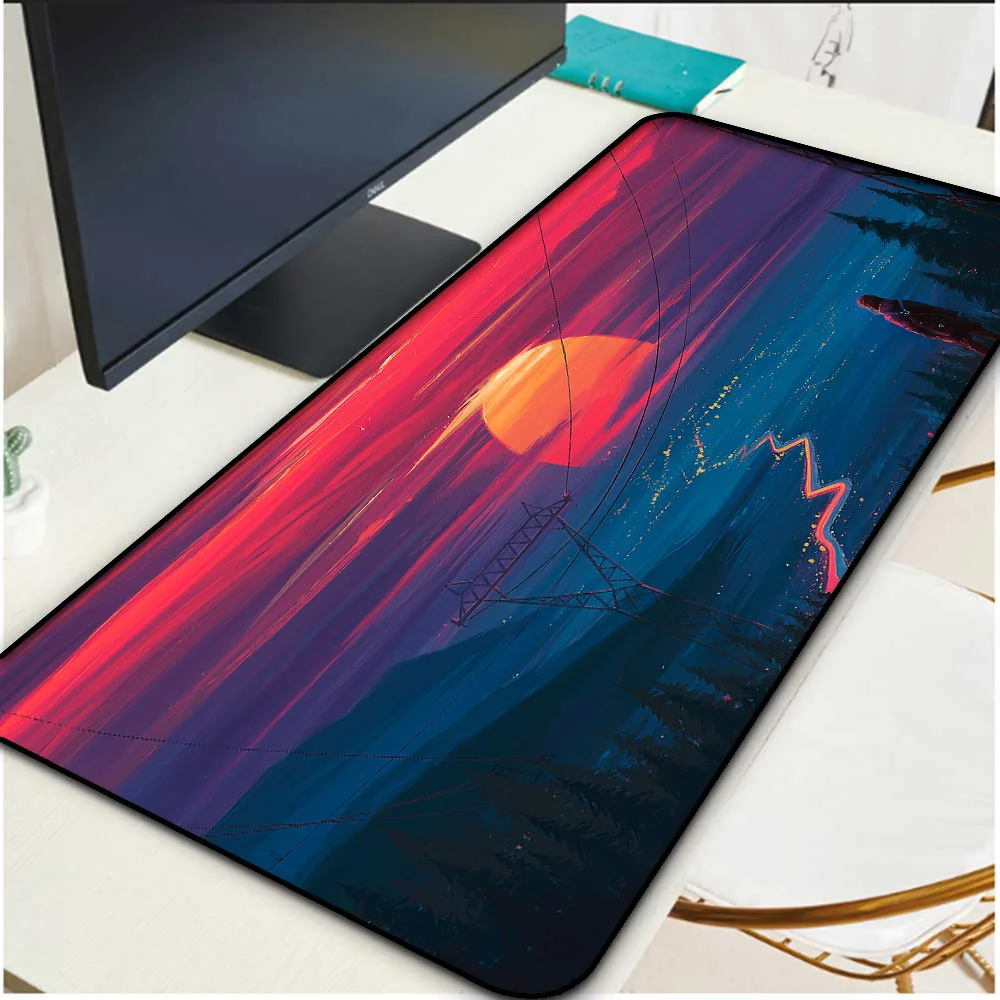 

GuJiaDuo Gaming Mouse Pad Japanese Landscape Sunrise Notebook Gamer PC Mini Lock Keyboard Desk Desktop Large Mouse Pad Xxl Mat