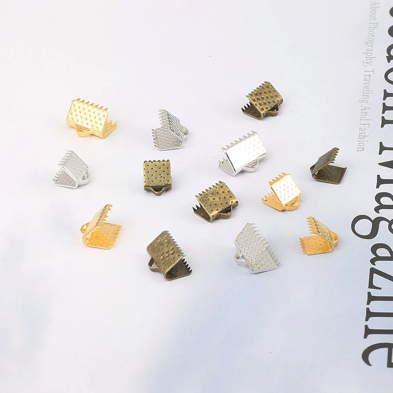 50 шт. обжимные концевые бусины для шнура наконечники пряжки плоский крепеж