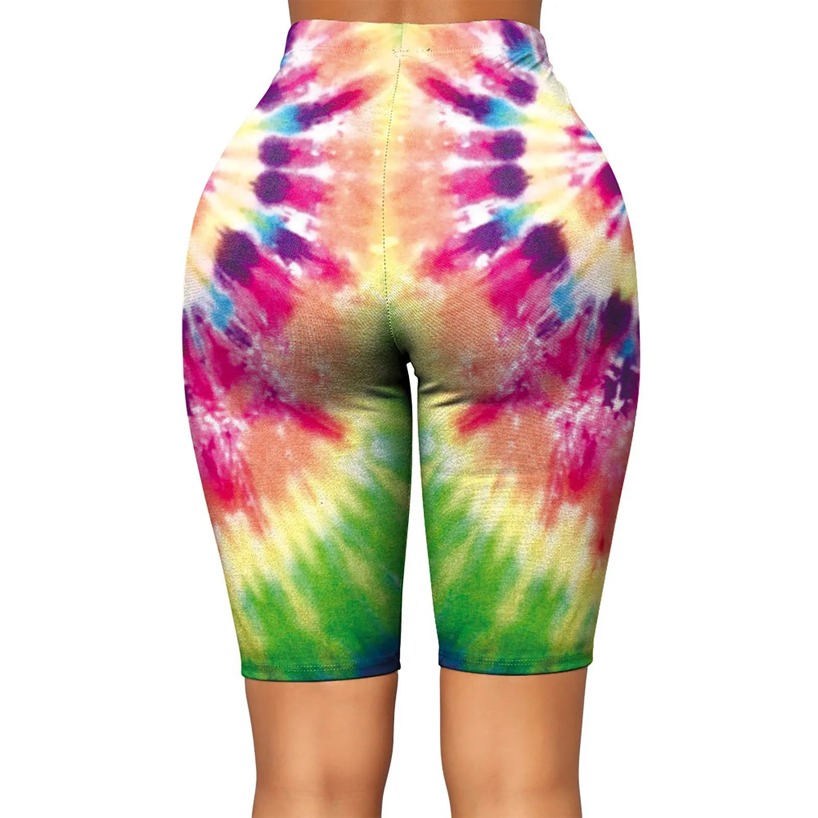 

Sports High Waist Leggings Tight Wrinkled Hip Yoga Shorts Women Tie-Dye Print Stretch Running Fitness Biker Shorts Mujer Pants
