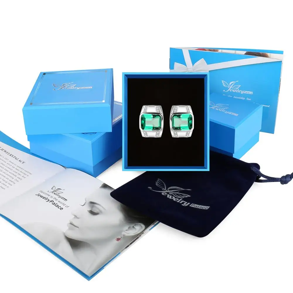 Классические мужские запонки JewelryPalace из искусственного изумруда|Украшения для