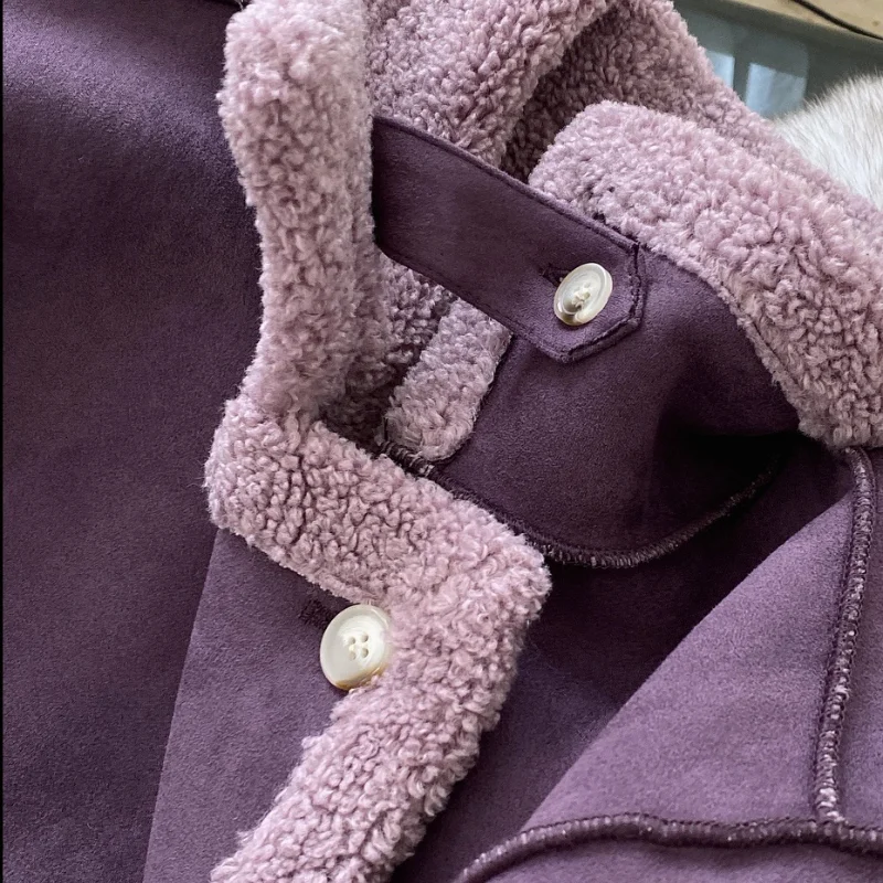 Lamb Wool Coat Lapel Fur One-piece Two-wear Winter New Style Korean Fashion Casual Warm Long Coat Women Full Pelt Wide-waisted