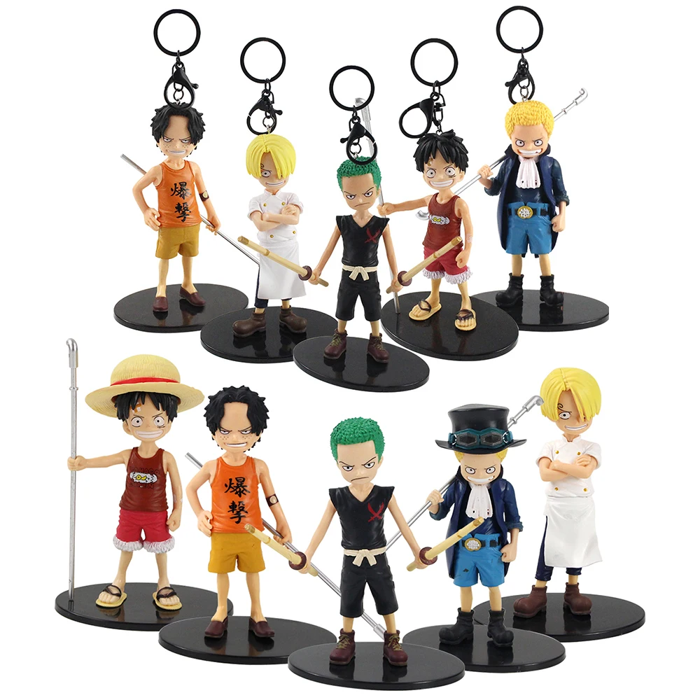 5 шт. Брелоки для ключей с экшн-фигуркой детства Луффи Зоро сандзи Эйс сабо