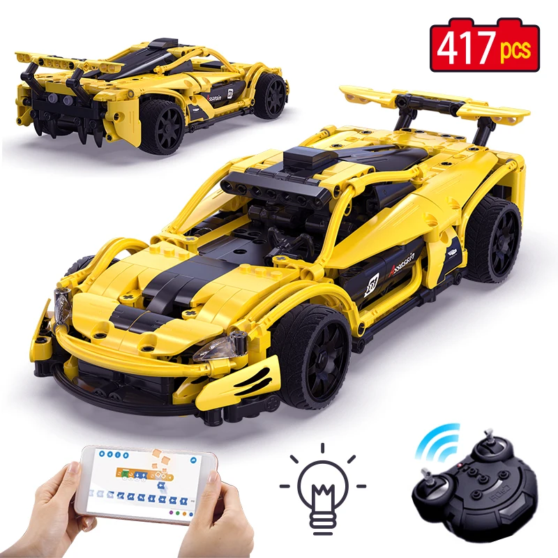 

417Pcs STEM RC City Racing Car Building Blocks APP Remote Control Sports Vehicle Bricks Toys For Children Gifts