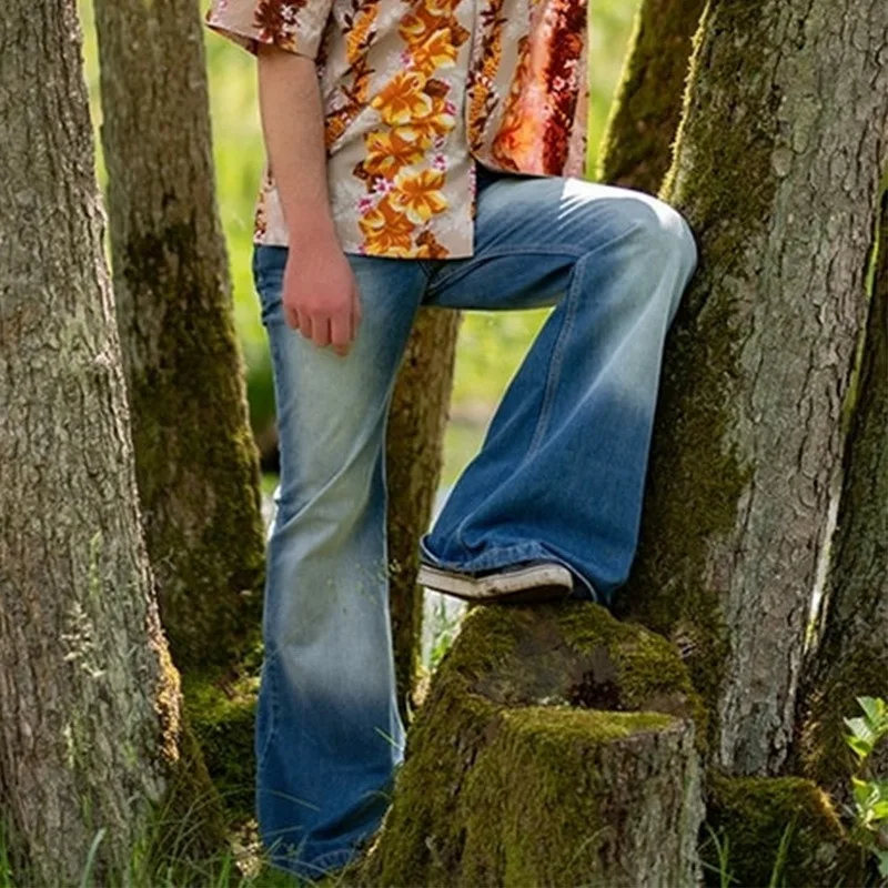 Autumn Mens Big Flare Jeans Fashion Stretch Mid Waist Bootcut Leg Denim Pants Man Vintage Bell Bottom Pantalones Hombre | Мужская одежда