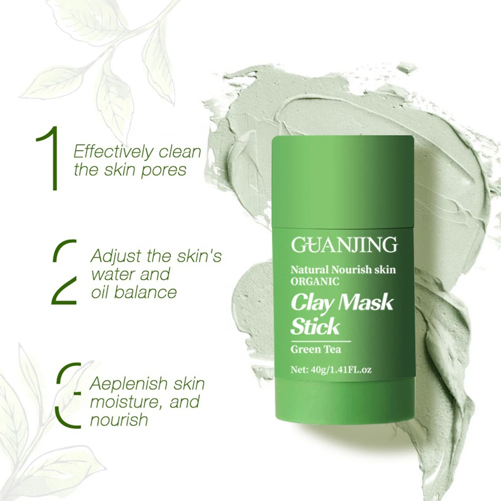 

Green Tea Cleansing Mask Stick Face Skin Care Oil Control Blackhead Acne Clear Purifying Clay Green Masc Stik Masks