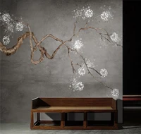 xuesu hand painted new chinese style plum blossom grayscale art tv background wall custom wallpaper 3d5d8d mural