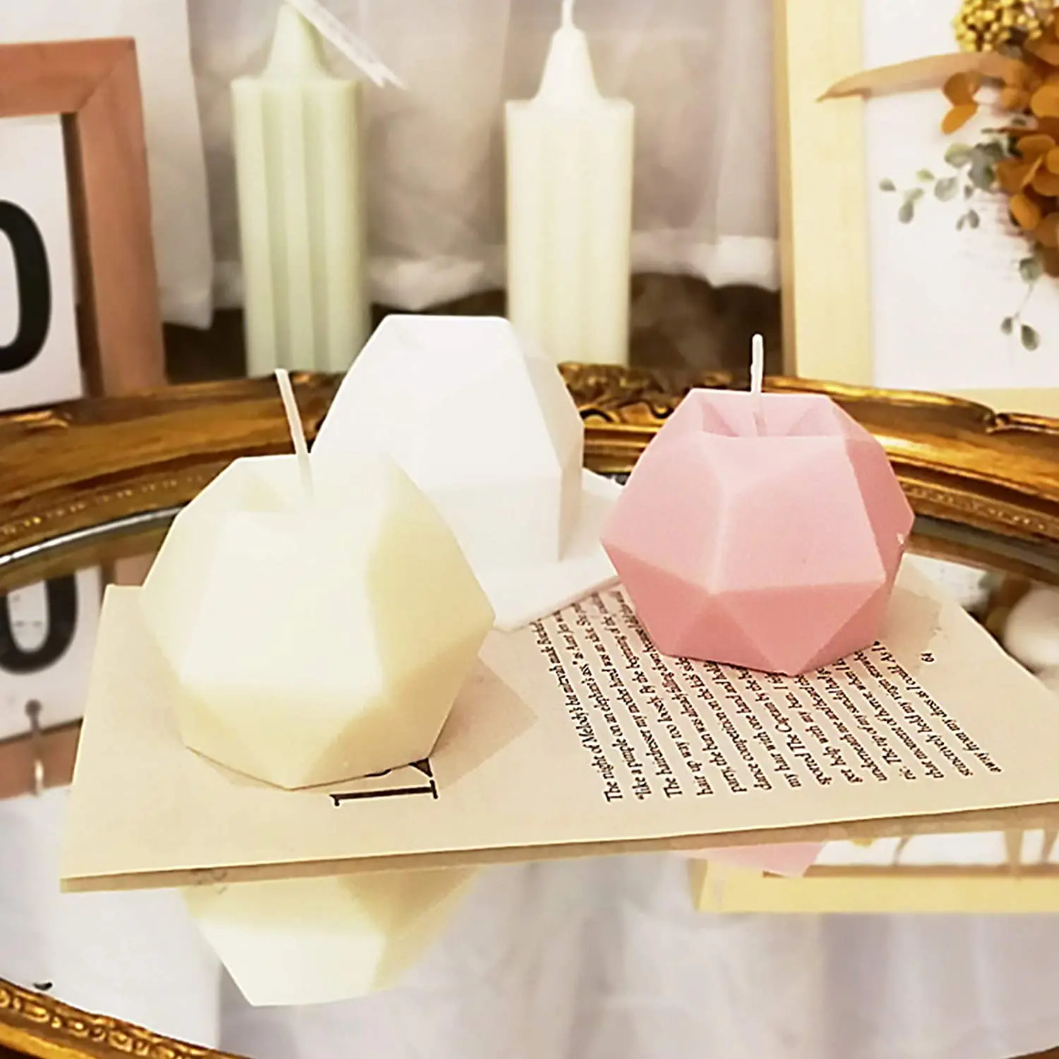 

3D Eight-Sided Diamond Cube Candle Silicone Molds DIY Soap Making Mold Aromatherapy Plaster Decorating Mould Handmade Craft