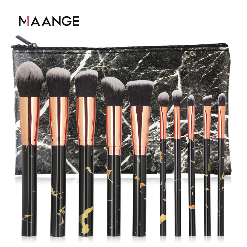 MAANGE 10 шт./компл. Профессиональные кисти для макияжа Мягкие пудра тени век губ |