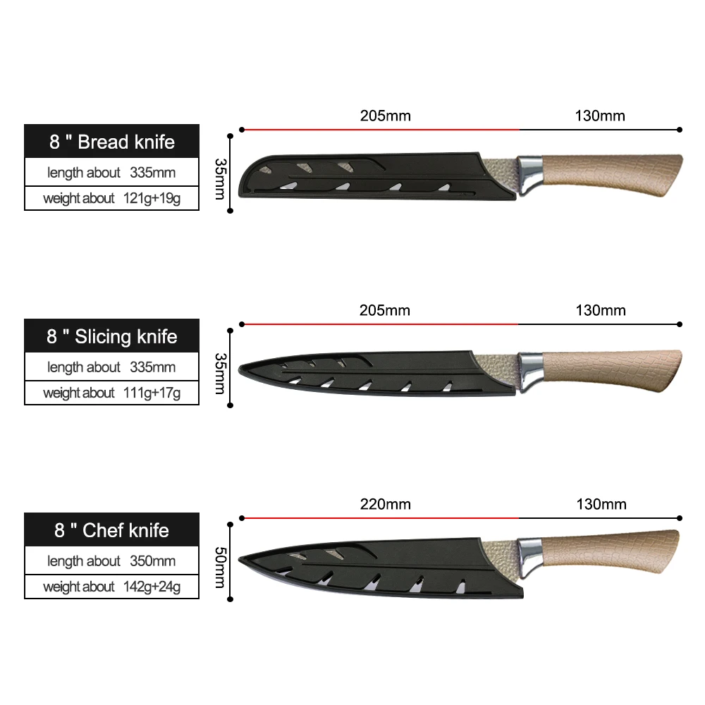 Xyj Кухня ножи Нержавеющая сталь Ножи 6 шт./компл. японский утилита Santoku мясной нож