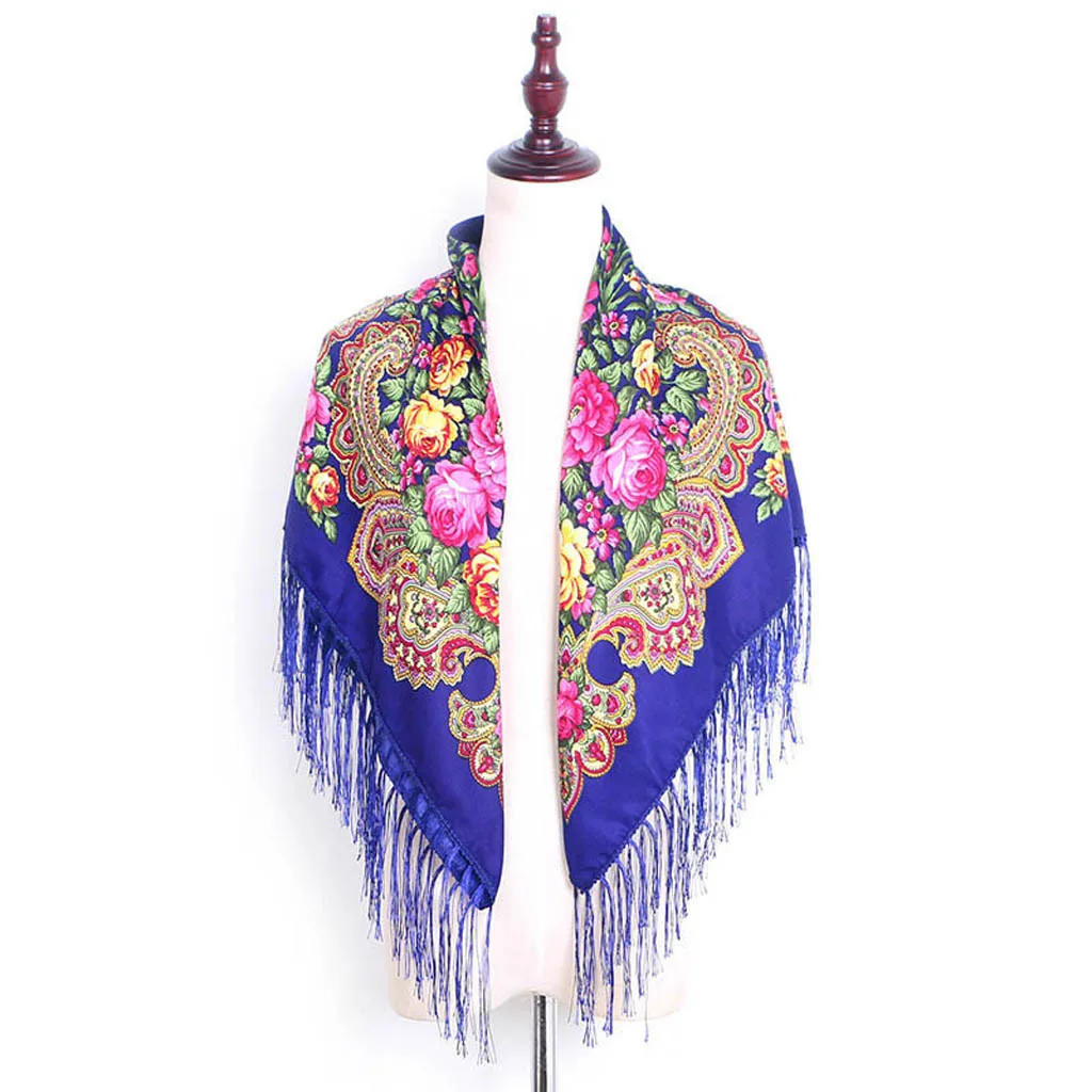 Модные женские туфли в народном стиле индивидуальный шарф с принтом кисточкой