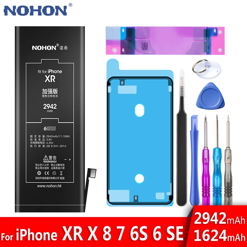 NOHON батарея для iPhone XR X 8 7 6 S SE Замена Оригинальная iPhone6S iPhone6 iPhone7 iPhone8 Высокая