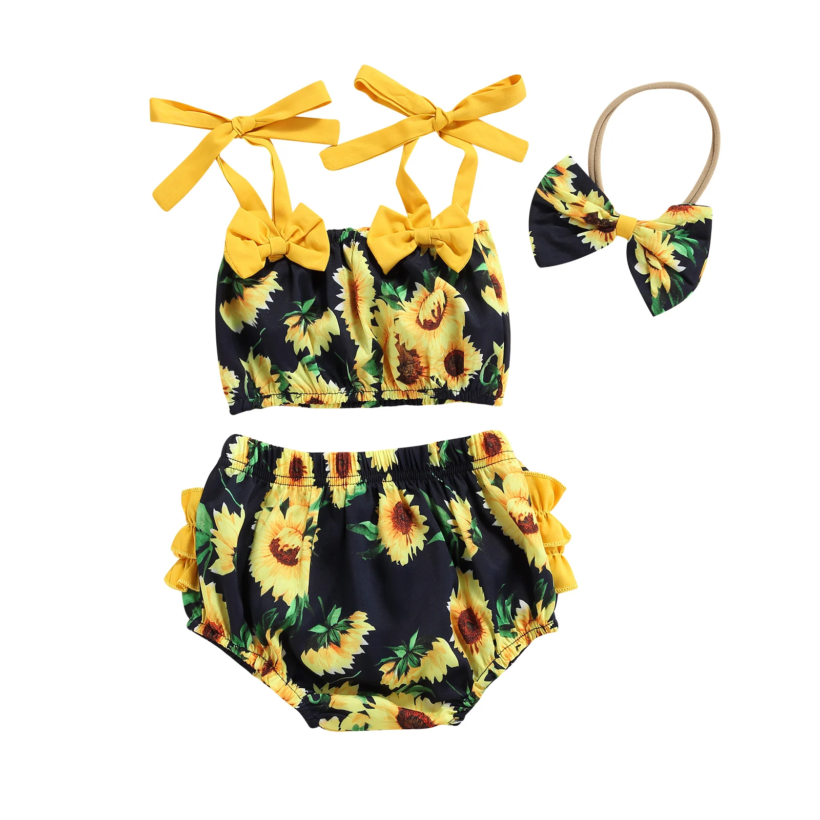 

Lioraitiin на возраст от 0 до 18 месяцев, для младенцев, для маленьких девочек, 3 предмета в комплекте, красивые Стиль Экипировка принт подсолнечник...