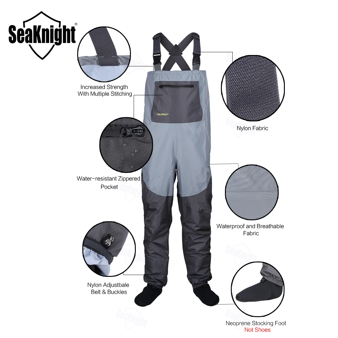 SeaKnight Fly Fishing Waders Pants водонепроницаемые прочные дышащие нагрудные трёхслойные