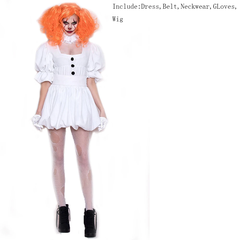 Include Wig Vasashejiang белый стивен кинг это косплей костюм взрослый Pennywise костюм женский сексуальный клоун костюм для хэллоуина наряд костюм - Цвет: Include Wig