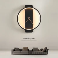 creative modern led wall lamp nordic clock lamp bedroom living room staircase corridor round square home decor fixture lighting