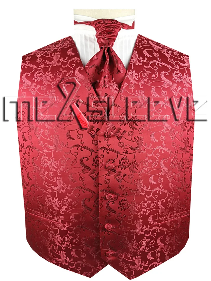 free shipping man's flower tailored tuxedo waistcoat set(vest+ascot tie+handkerchief
