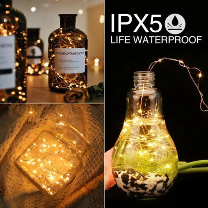 

50/100 LED Copper Wire String Lights USB Battery Fairy Lights With Remote 8 Modes Waterproof Remote Control Christmas Decoration