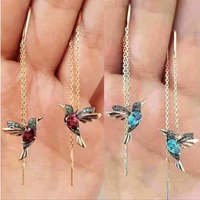 fashion and unique long earrings bird chain pendant tassel crystal pendant earrings ladies jewelry design earrings