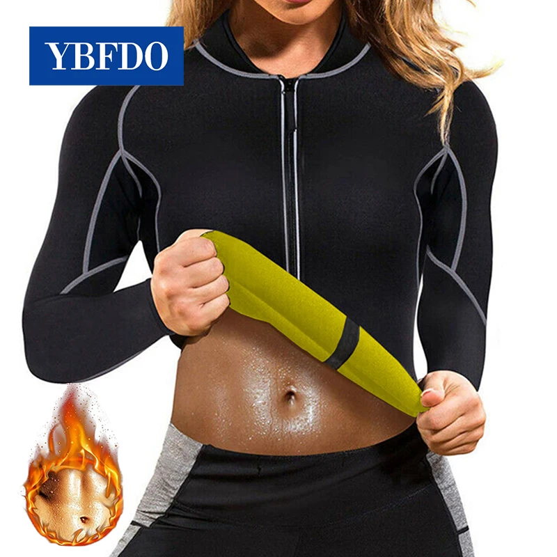 

YBFDO женский тренировочный неопреновый костюм с длинным рукавом для фитнеса, тренажерного зала, топ, одежда, Корректирующее белье, боди для п...