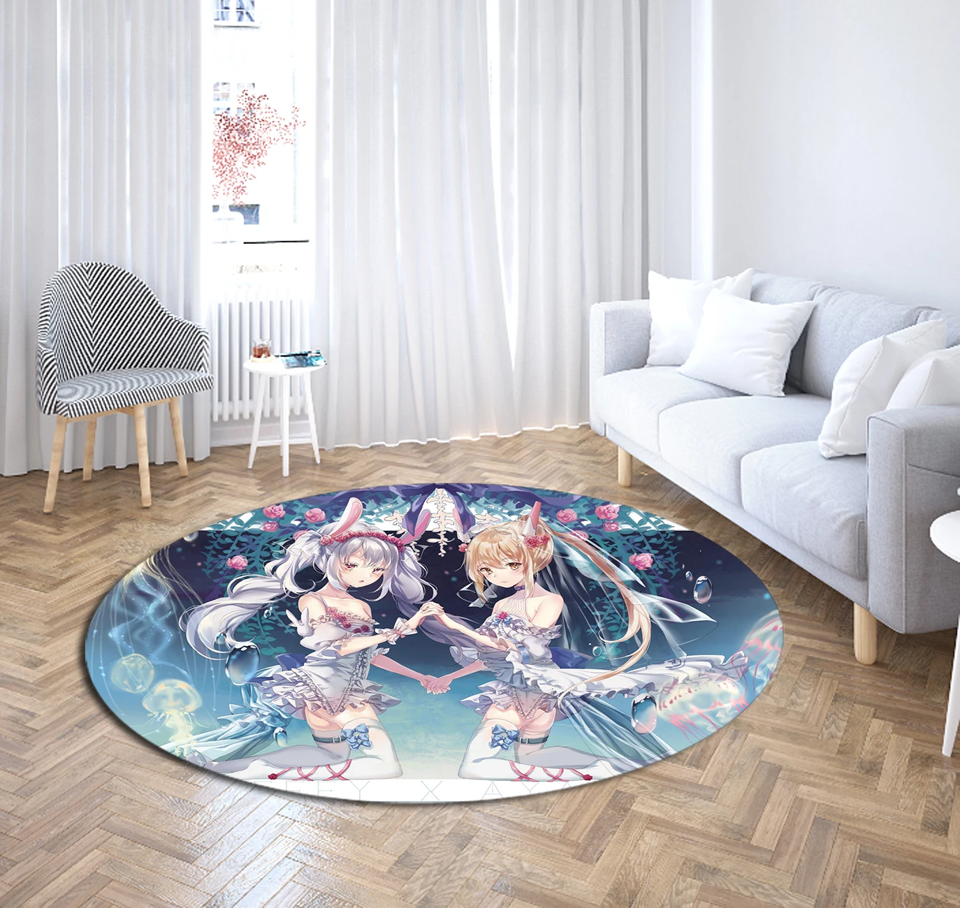 Японский Круглый ковер с аниме 3D принт сексуальные коврики бикини для девочек