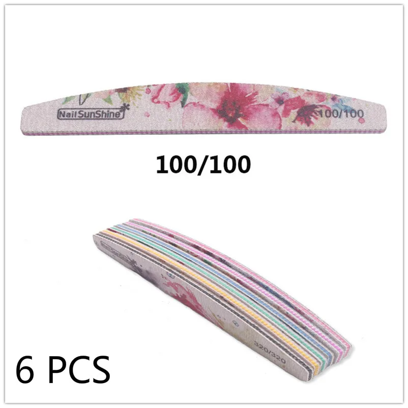 6 PCS 100 1/6 шт. деревянные для ногтей файлы для маникюра Цвет цветок прочная широкая шлифование наждачной бумагой, пилочкой для ногтей, буфами полировка ногти инструмент по уходу за ногами - Цвет: 6 PCS 100