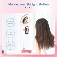 foldable led selfie light ring photography live broadcast selfie lighting record video desk makeup lamp with mobile phone stand