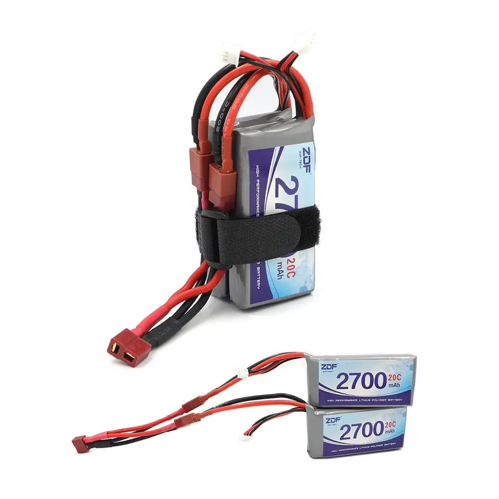 ZDF Power Upgrade до 7 4 В 5400 мА · ч (2 шт. * 2700 20C) 40C 2S lipo Т образный разъем для Wltoys 12428 12423 RC