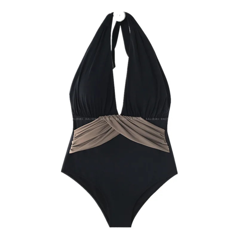

Sexy One Piece Swim Suits 2021 New Bathing Suit Women Sexy V-neck Open Back Sunscreen Resort Hot Spring Swimsuit Backless Bikini