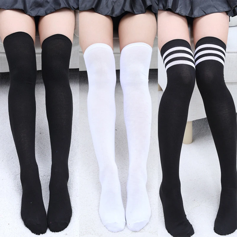 Thigh High Stockings Sexy Black White Striped Long Socks Women Over The Knee Lady Girls Warm Socks Female 25 Style