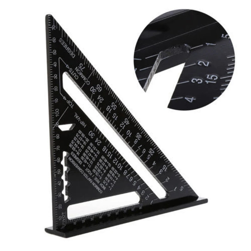 

Drafting Tools Triangular Measuring Ruler 7 Inch Metric/Metric Aluminum Alloy Speed Square Roofing Triangle Protractor