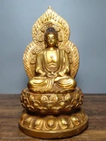 12tibet buddhism old bronze gilt buddha back light amitabha sitting buddha great buddha tathagata enshrine the buddha