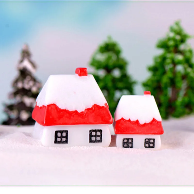 

Christmas Decoration Miniature Figurines Fairy Snow Houses Resin Crafts Micro Garden Landscape Dollhouse Decoration