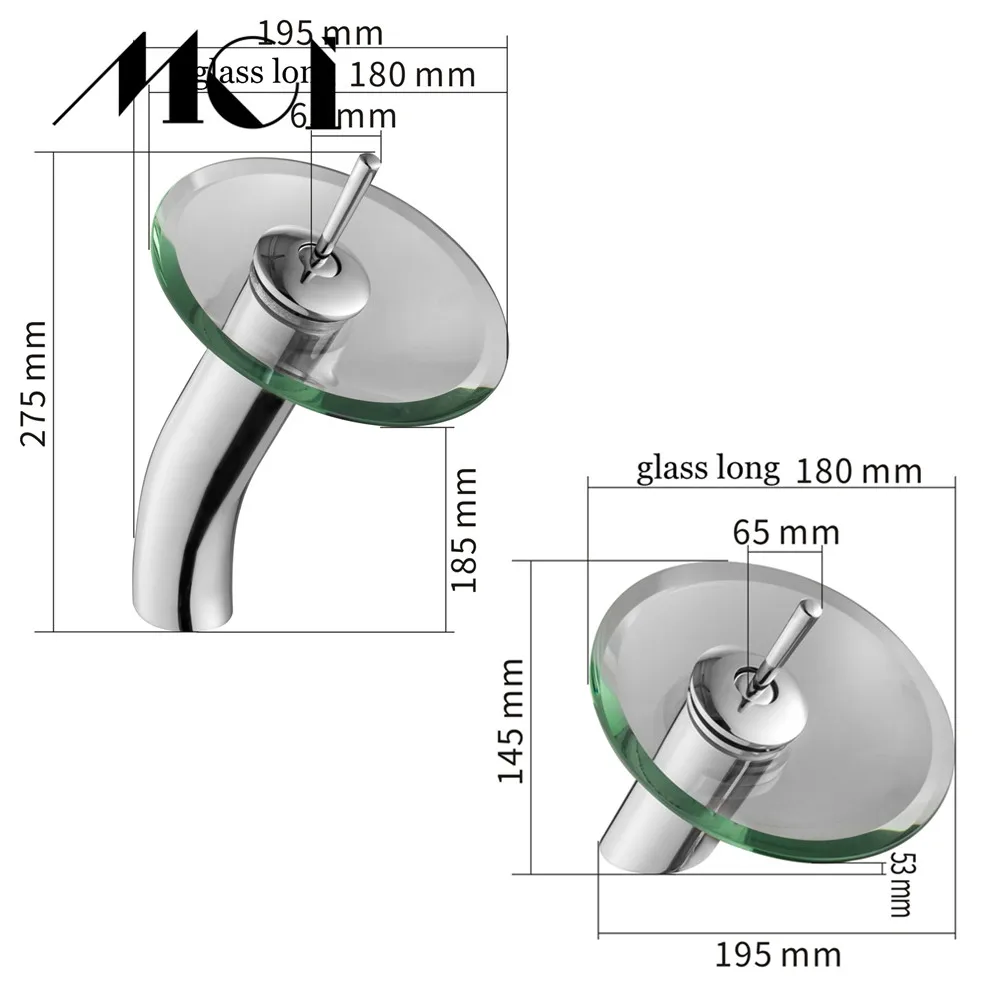 Латунный круглый Стекло Ванная комната отверстие раковины воды кран горячей и