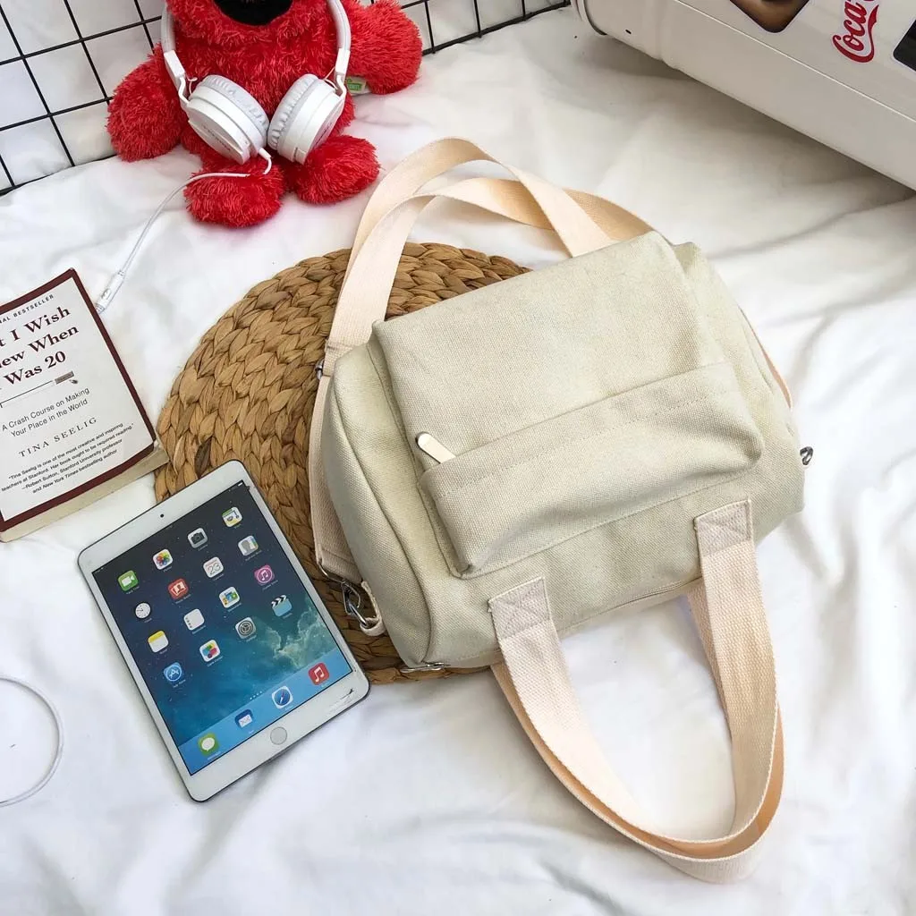 

Simple Women Handbags 2020 New Female Bag Fashion Style Ladies Canvas Bags Solid Color Women Shoulder bag Portable Shopping Tote