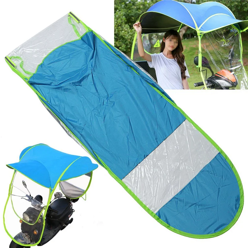 

Motorcycle Electric Vehicle Sunshade Umbrella Polyester Motorbike Sun Shade Rain Dust Cover Umbrella Raincoat Poncho Dust Proof
