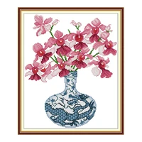 Blue and white porcelain vase 2 cross stitch kit aida 14ct 11ct count printed canvas stitches embroidery DIY handmade needlework
