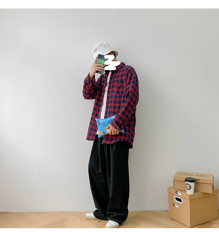 Privathinker, мужские, женские клетчатые повседневные рубашки, мужские, s Harajuku, однобортные, осень, рубашки, мужские, большие размеры, с длинным рукавом, одежда