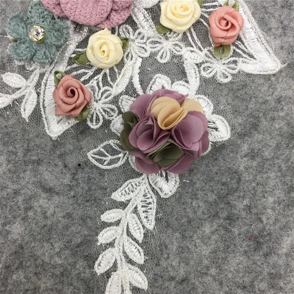 Стиль 3D цветок кружевной воротник DIY Вышивка аппликация декольте швейная ткань украшения одежды аксессуары Скрапбукинг