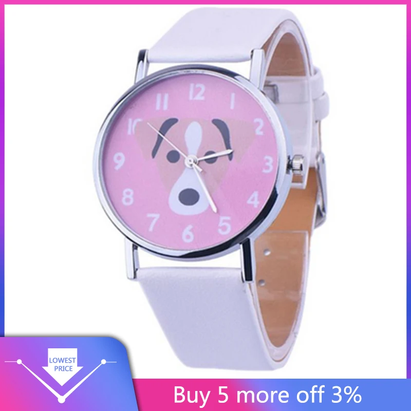 Женские наручные часы с кожаным ремешком Vogue простые милыми животными подарок на