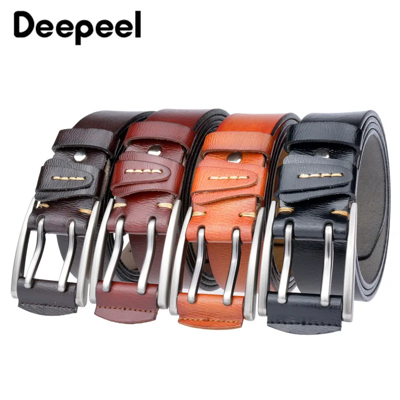 Мужской ремень из натуральной кожи с двойной пряжкой 4*110 130 см|Мужские ремни| |