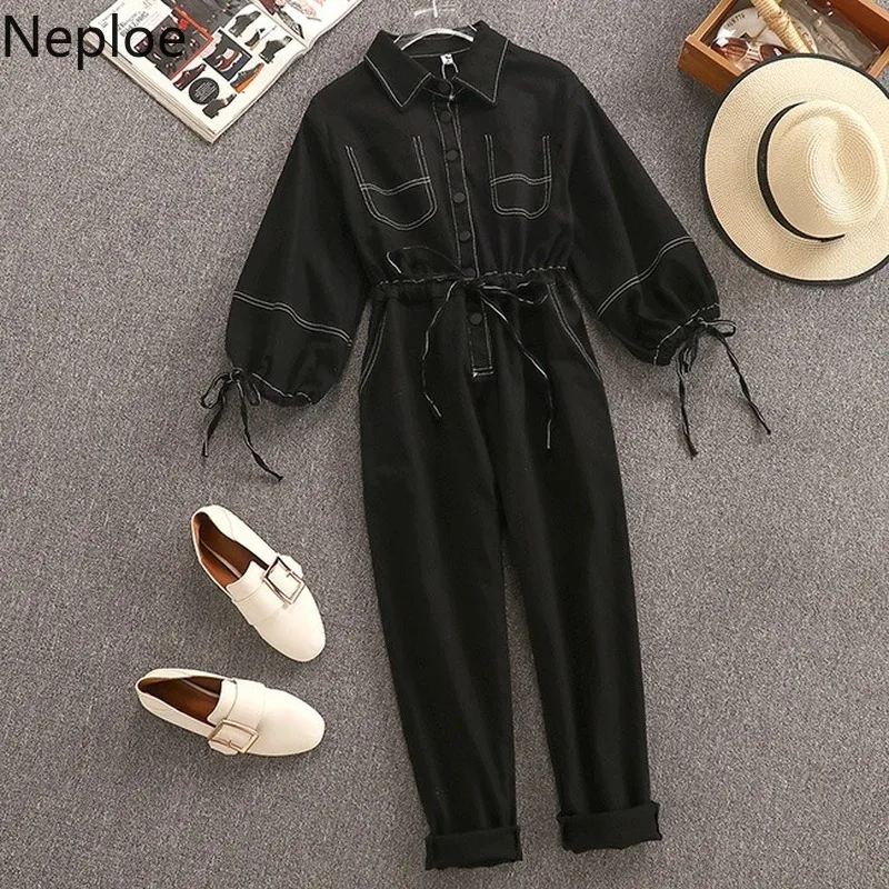 Neploe/модный Свободный комбинезон в Корейском стиле; сезон осень-зима; Новинка года; повседневный комбинезон со шнуровкой в Корейском стиле; 46434