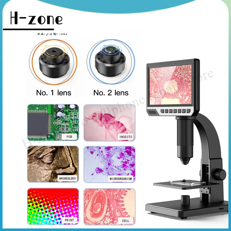 Последняя 12MP HD 7-дюймовый IPS экран 2000x цифровой промышленный с двойными линзами