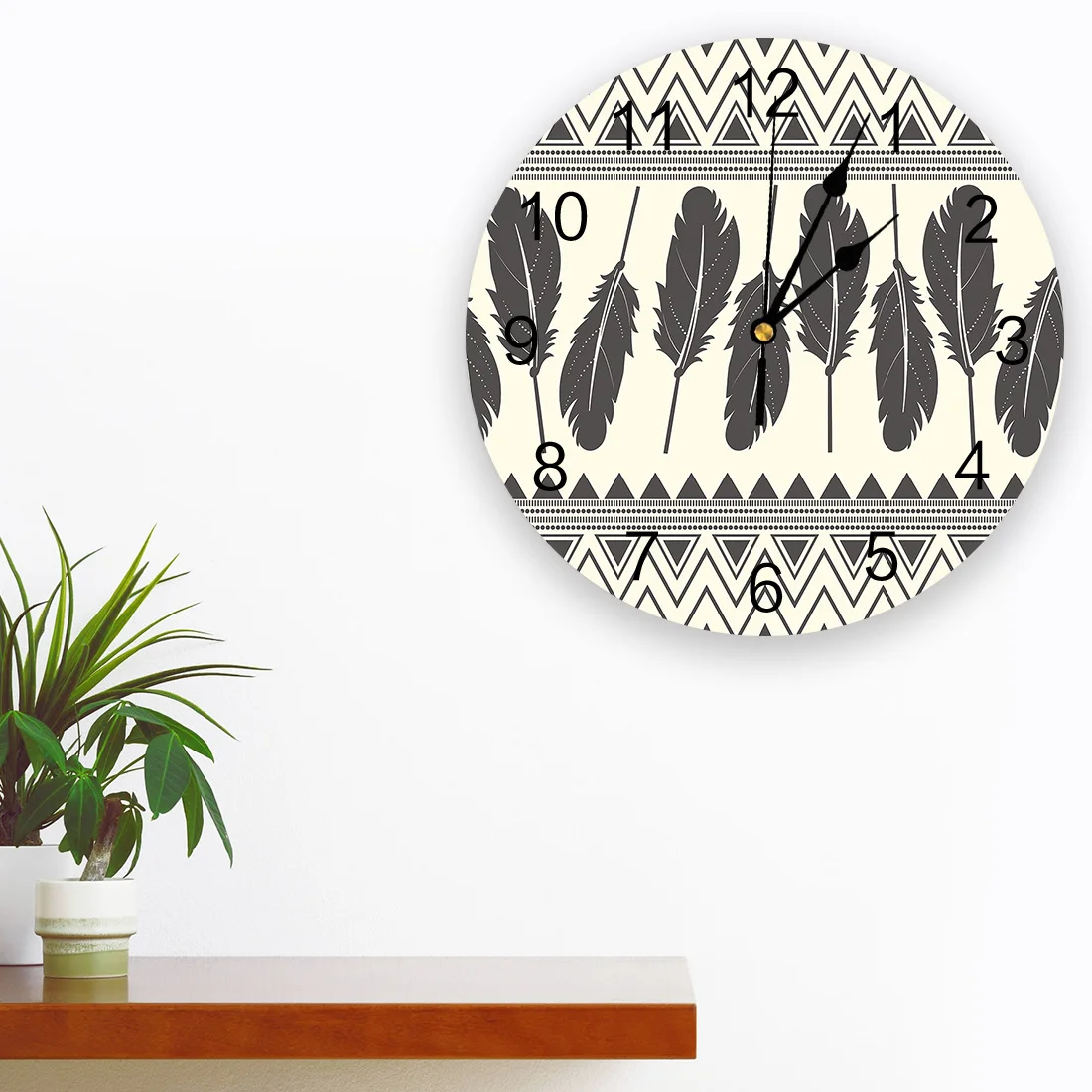 Настенные кварцевые часы с перьями винтажные украшения для дома гостиной