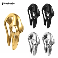 vankula 2pcs ear plug tunnels 316l stainless steel new birdskull ear gauges weights for ear piercing pvd coating piercing tunnel