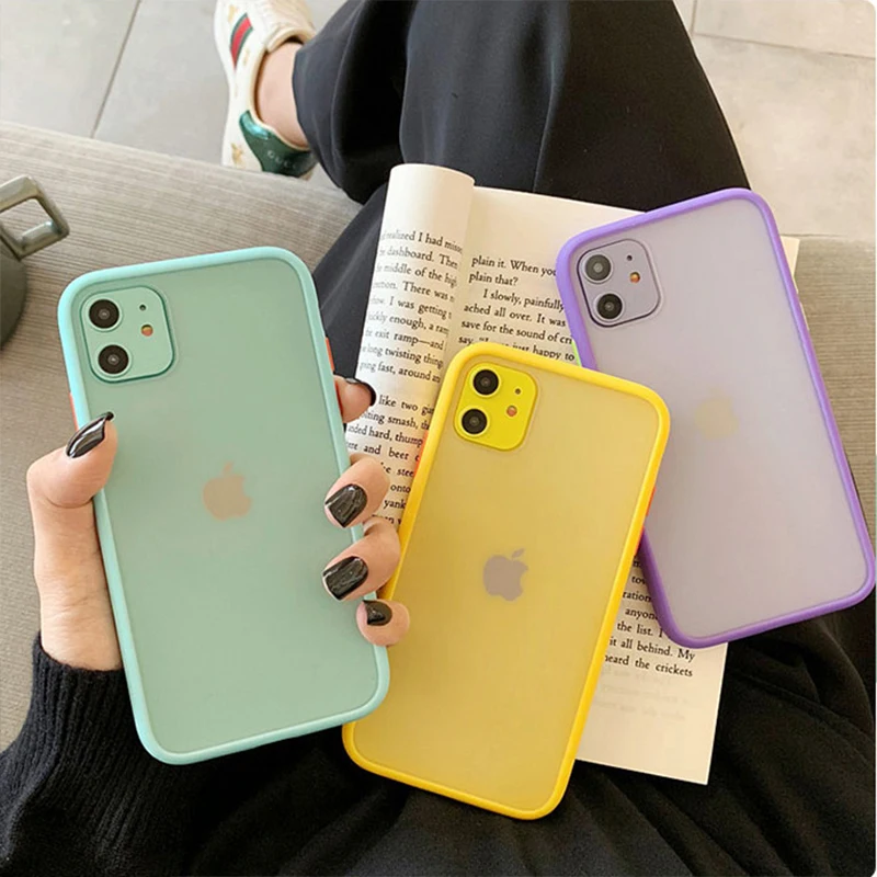 Mint Hybrid Simple Matte Bumper Phone Case for Iphone 11 Pro Max Xr Xs 6s 8 7 Plus Shockproof Soft Tpu Silicone Cover |