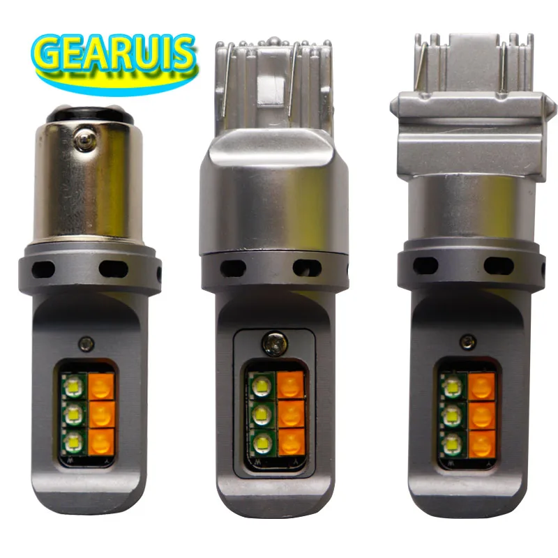 2X Switchback LED 1157 bay15d T20 7443 7444 W21/5W 3157 12 SMD 3535 Светодиодный двухцветный белый янтарный