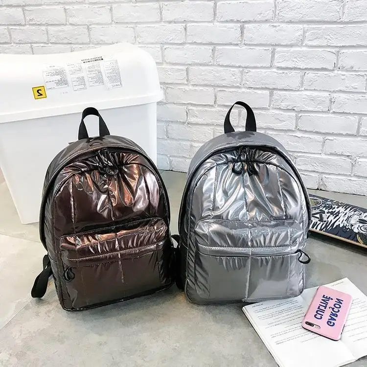 

Women's Backpack New Space Cotton Teenager Students School Backpack Winter Feather Down Casual Big Travel Bagpack Laptop Bags