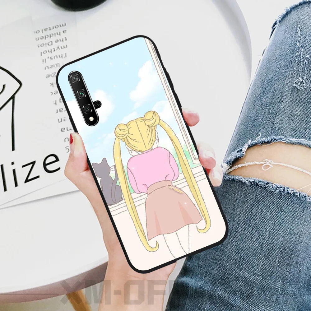 ByLoving Сейлор Мун Аниме Черный Мягкий чехол для телефона из ТПУ Honor 20 20lite view20 7C 8C 7A 8A