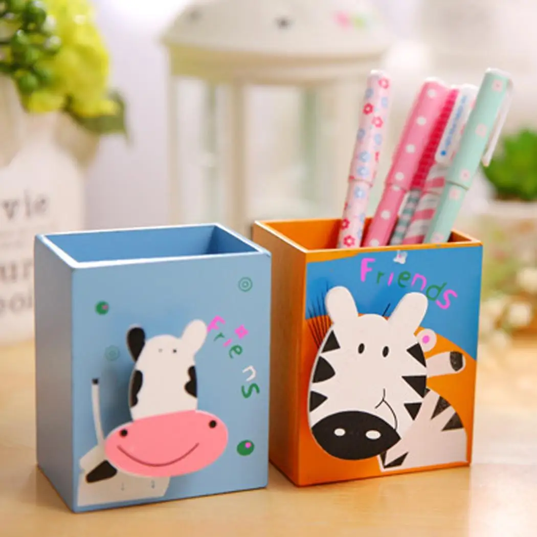 Мультяшный милый студенческий деревянный держатель карандаша ручка украшение